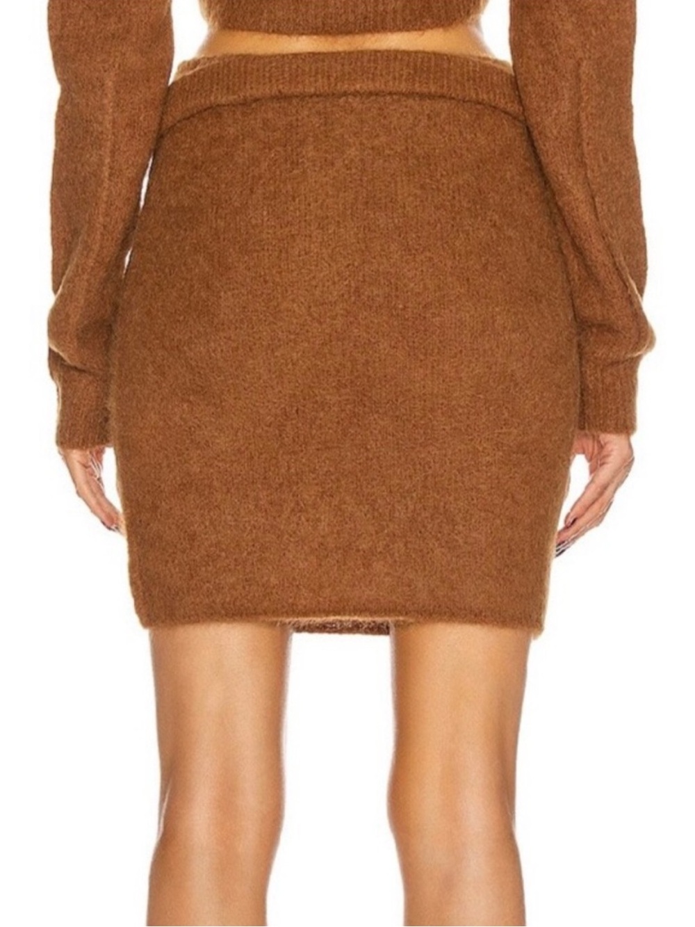 HELMUT LANG REVOLVE BROWN KNIT MINI SKIRT - Picture 6 of 8